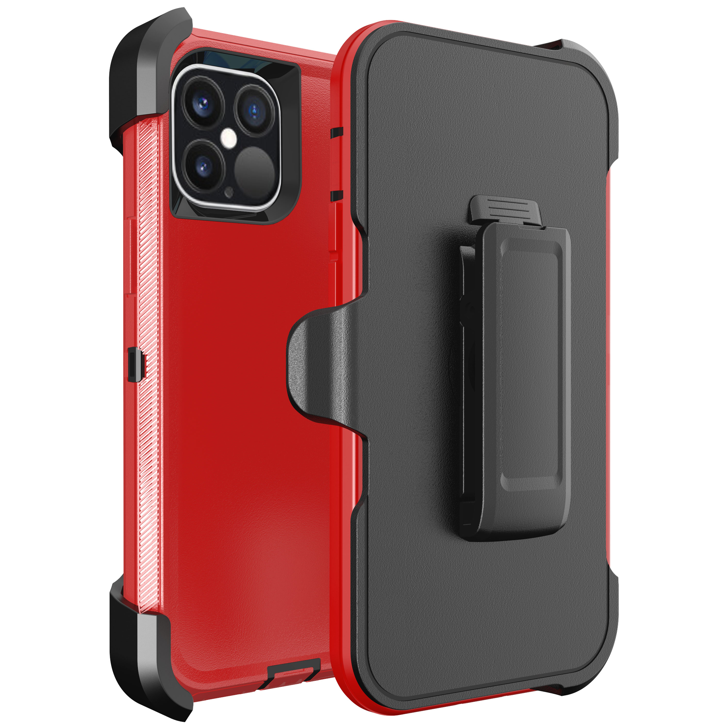 Armor Robot Case With Clip for iPHONE 12 / 12 Pro 6.1 (Red - Black)